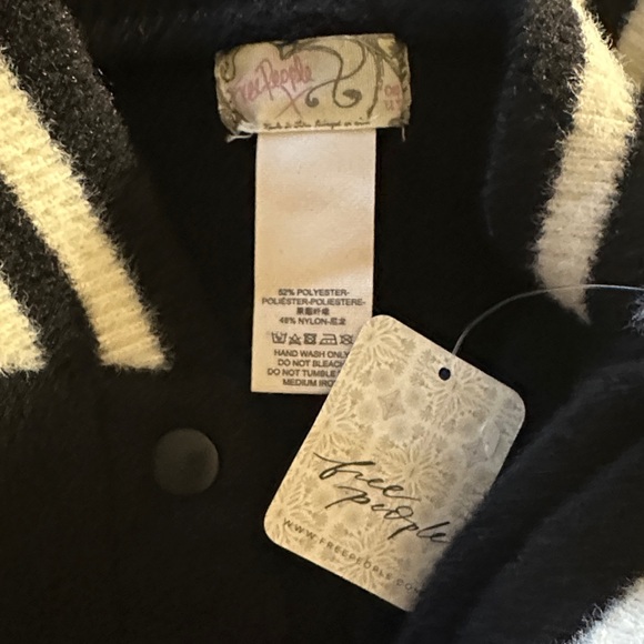 Free People Pep Rally Stripe Varsity Poncho Sweater | Oversized Boho Preppy NWT - Picture 8 of 8